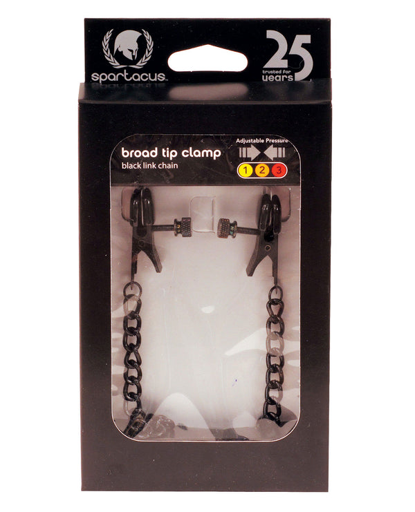 The Soft Hum Spartacus Blackline Broad Tip Adjustable Nipple Clamps w/Chain - Black