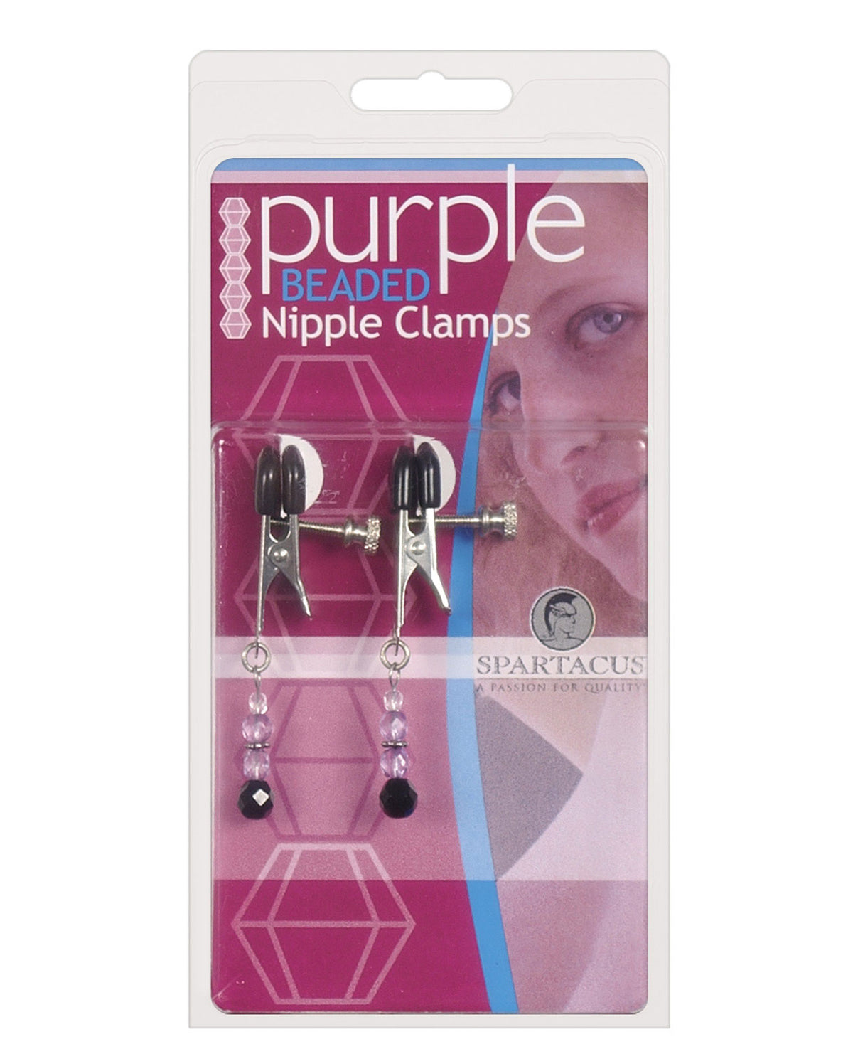 The Soft Hum Spartacus Adjustable Broad Tip Nipple Clamps w/Purple Beads