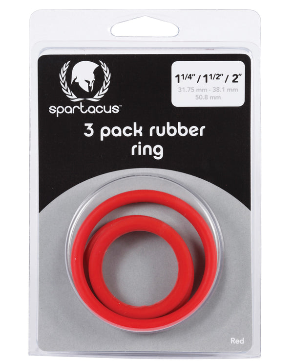 The Soft Hum Spartacus Rubber Cock Ring Set - Red Pack of 3