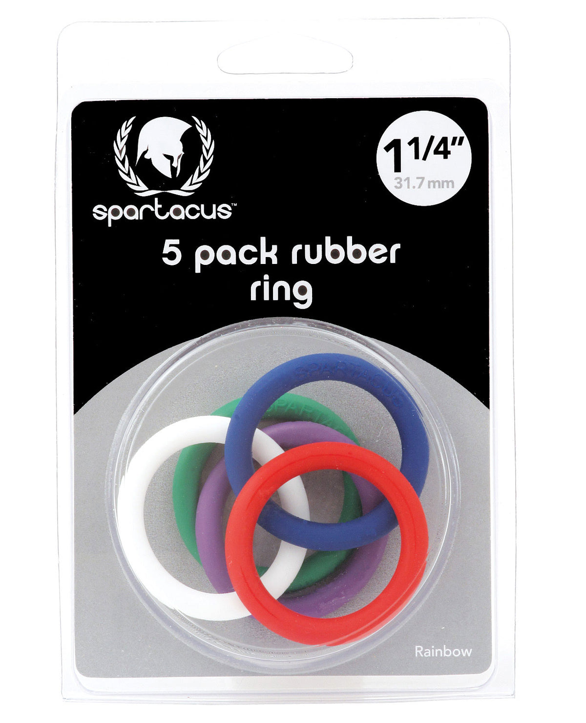 The Soft Hum Spartacus 1.25" Rubber Cock Ring Set - Rainbow Pack of 5