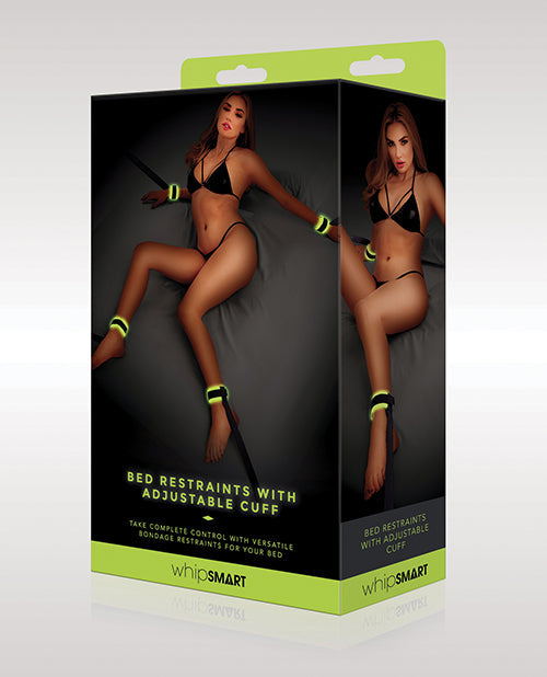 The Soft Hum WhipSmart Glow in the Dark Bed Restraints w/Adjustable Cuffs - Green