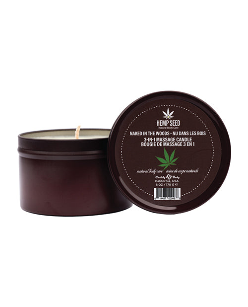 The Soft Hum Earthly Body Suntouched Hemp Candle - 6 oz Round Tin Naked in the Woods