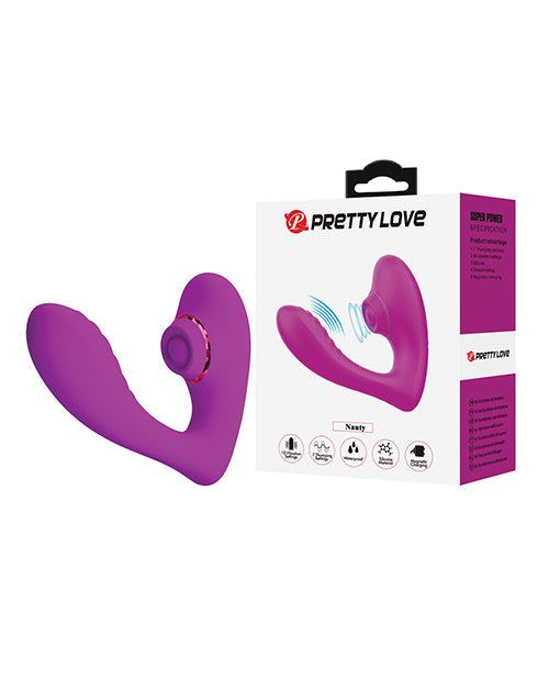 The Soft Hum Pretty Love Nauty Thumping & Vibrating Insertable Vibrator - Fuchsia