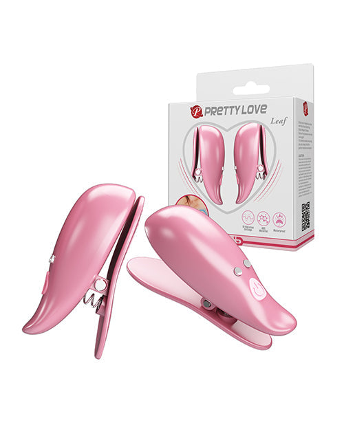 The Soft Hum Pretty Love Leaf Wireless Vibrating Nipple Clamps - Pink