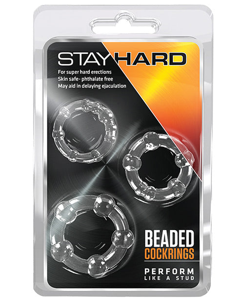 The Soft Hum Blush Stay Hard Beaded Cock Rings 3 Pack - Clear
