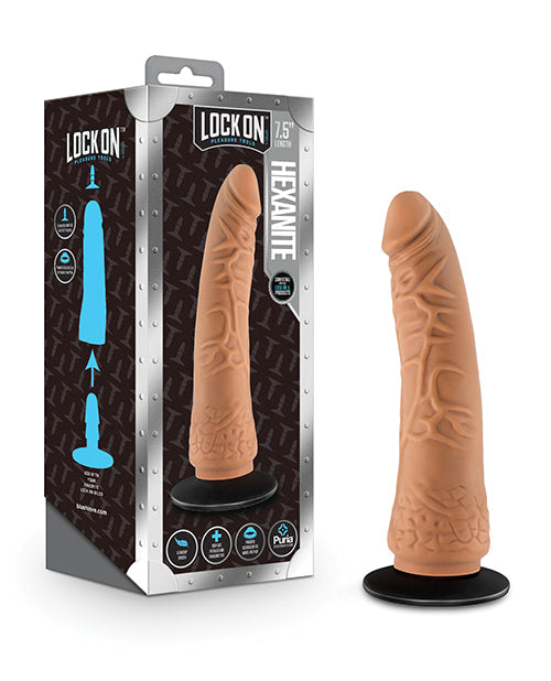 The Soft Hum Blush Lock On 7.5" Hexanite Dildo w/Suction Cup Adapter - Mocha