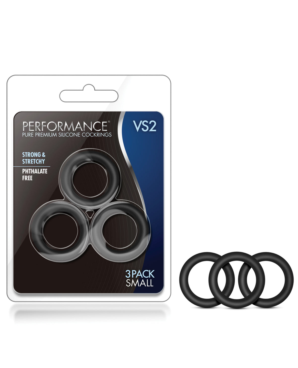 The Soft Hum Blush Performance VS2 Pure Premium Silicone Cockrings Small - Black