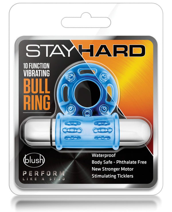 The Soft Hum Blush Stay Hard Mega Vibrating Bull Ring - Blue