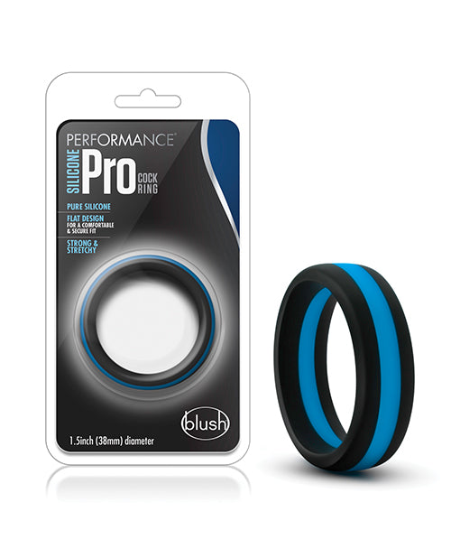 The Soft Hum Blush Performance Silicone Go Pro Cock Ring - Black/Blue