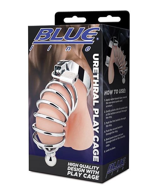 The Soft Hum Blue Line Urethral Play Cage - Silver