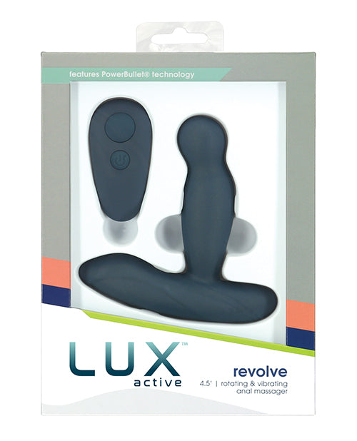 The Soft Hum Lux Active Revolve 4.5" Rotating & Vibrating Anal Massager - Dark Blue