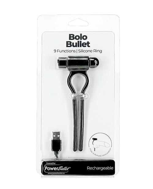 The Soft Hum Bolo Bullet Vibrating Adjustable Cock Tie - Black