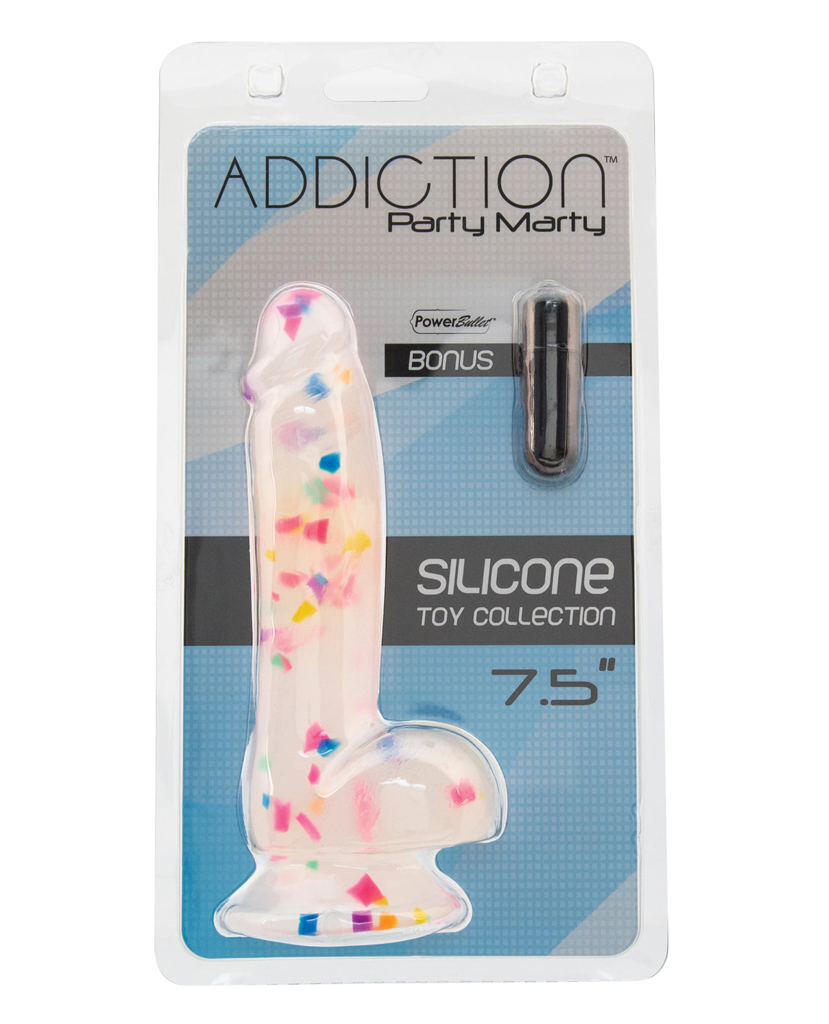 The Soft Hum Addiction Party Marty 7.5" Dildo - Frost/Confetti