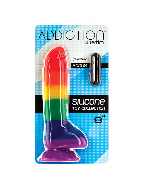 The Soft Hum Addiction Justin 8" Dildo - Rainbow