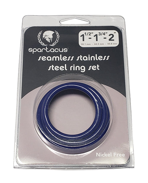 The Soft Hum Spartacus Seamless Stainless Steel C-Ring - Blue Pack of 3
