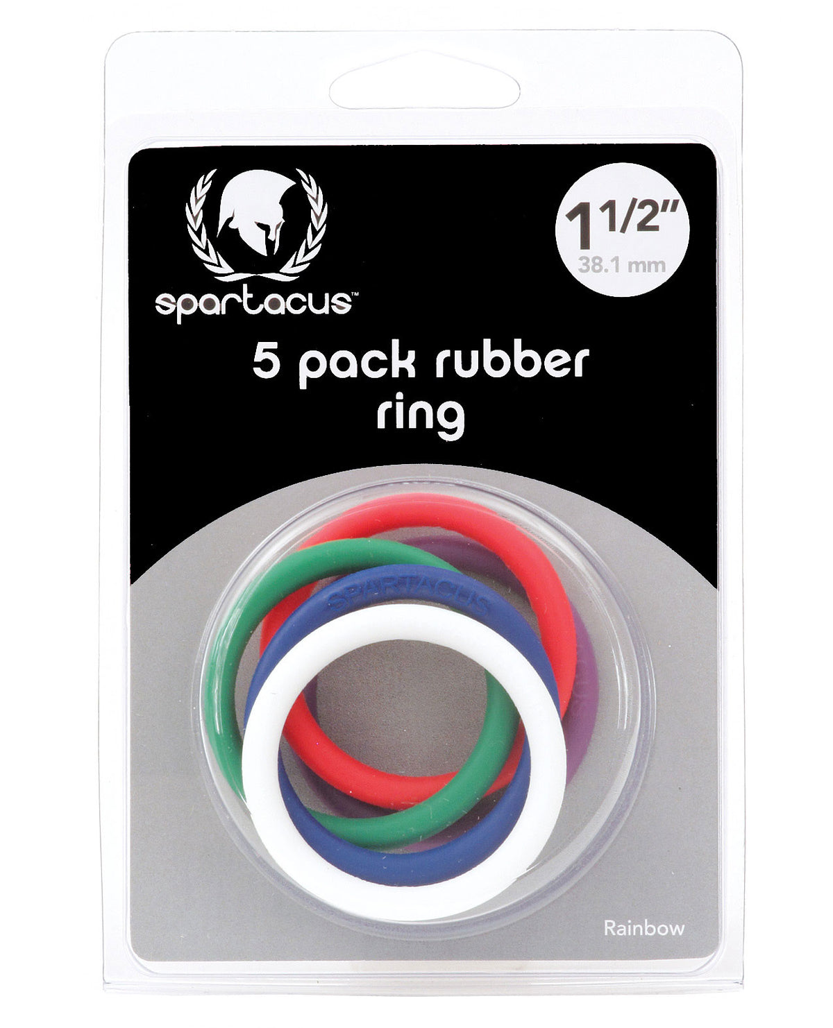 The Soft Hum Spartacus 1.5" Rubber Cock Ring Set - Rainbow Pack of 5