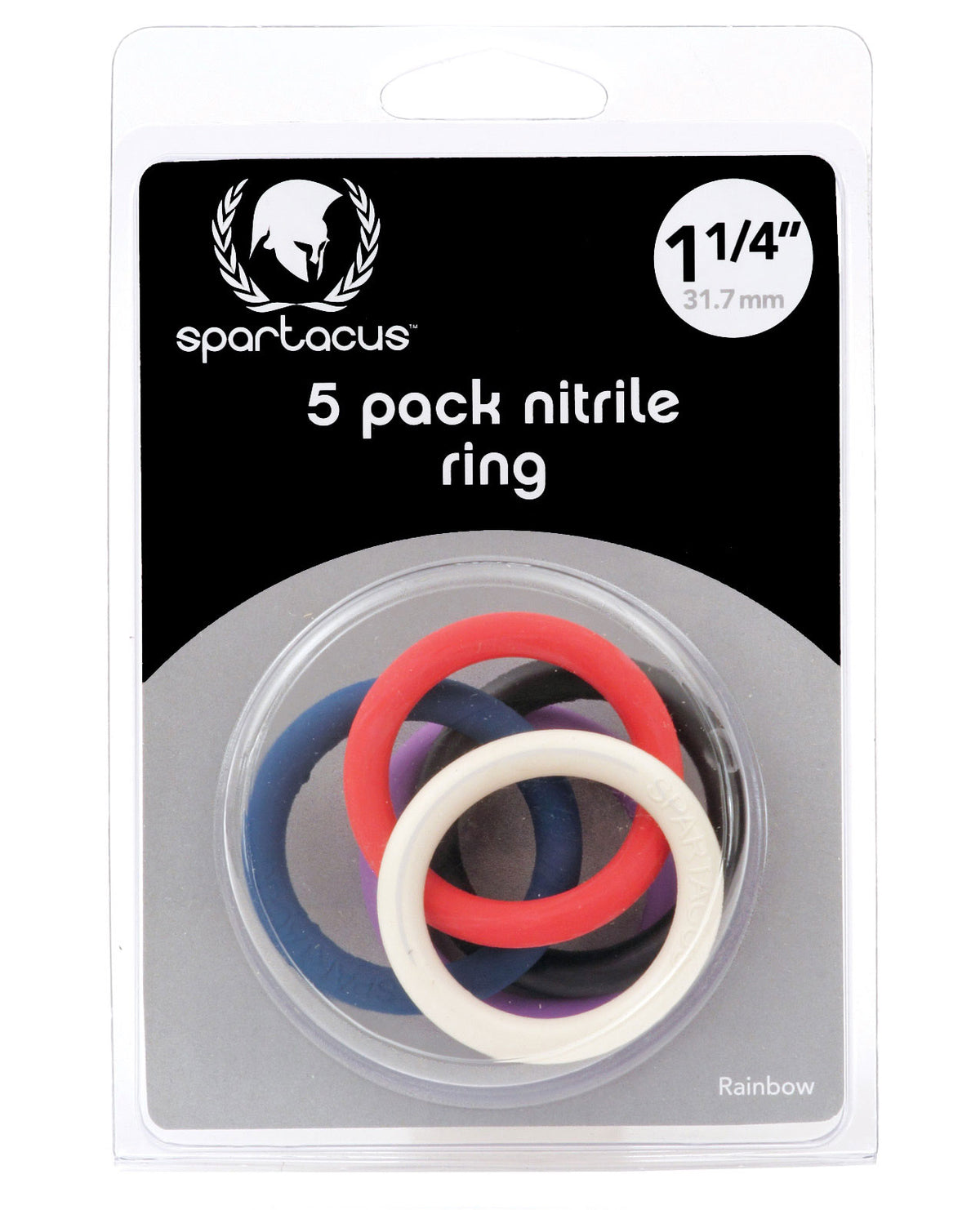 The Soft Hum Spartacus 1.25" Nitrile Cock Ring Set - Asst. Colors Pack of 5
