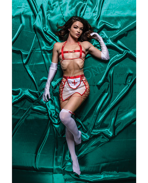 The Soft Hum Role Play Naughty Nurse 5 pc Set Red/White S/M