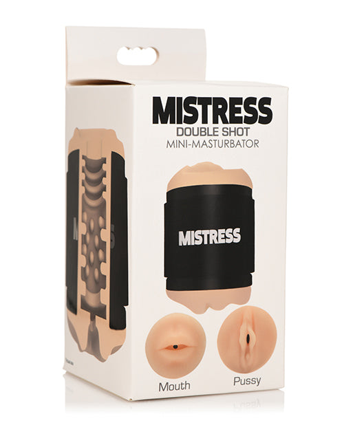 The Soft Hum Curve Toys Mistress Double Shot Mini Masturbator Mouth & Pussy - Light