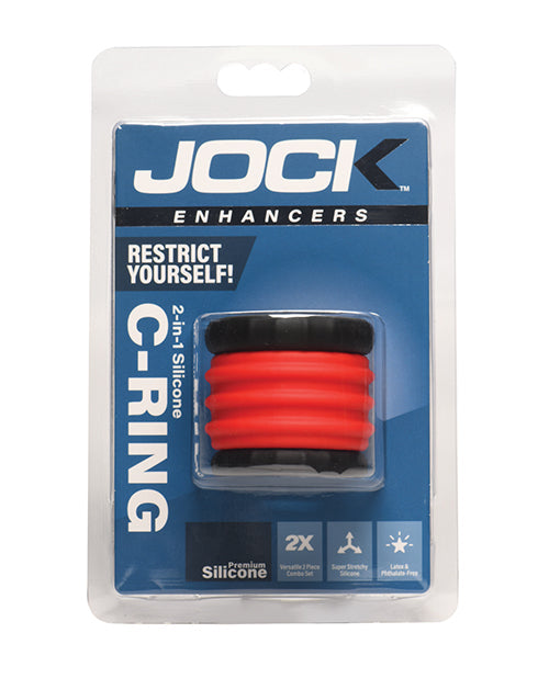 The Soft Hum Curve Toys Jock 2-in-1 Silicone Cock Ring - Red
