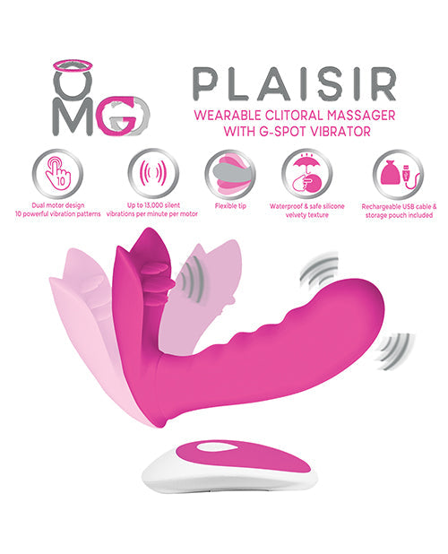 The Soft Hum OMG Plaisir Wearable Clitoral Massager w/G-Spot Vibrator - Pink