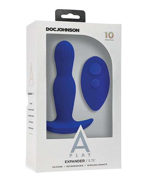 The Soft Hum A Play Expander Rechargeable Silicone Anal Plug w/Remote - Royal Blue