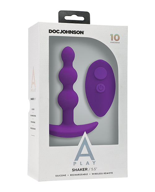 The Soft Hum A Play Beaded Rechargeable Silicone Anal Plug w/Remote - Purple