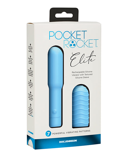 The Soft Hum Pocket Rocket Elite Rechargeable w/Removable Sleeve - Sky Blue