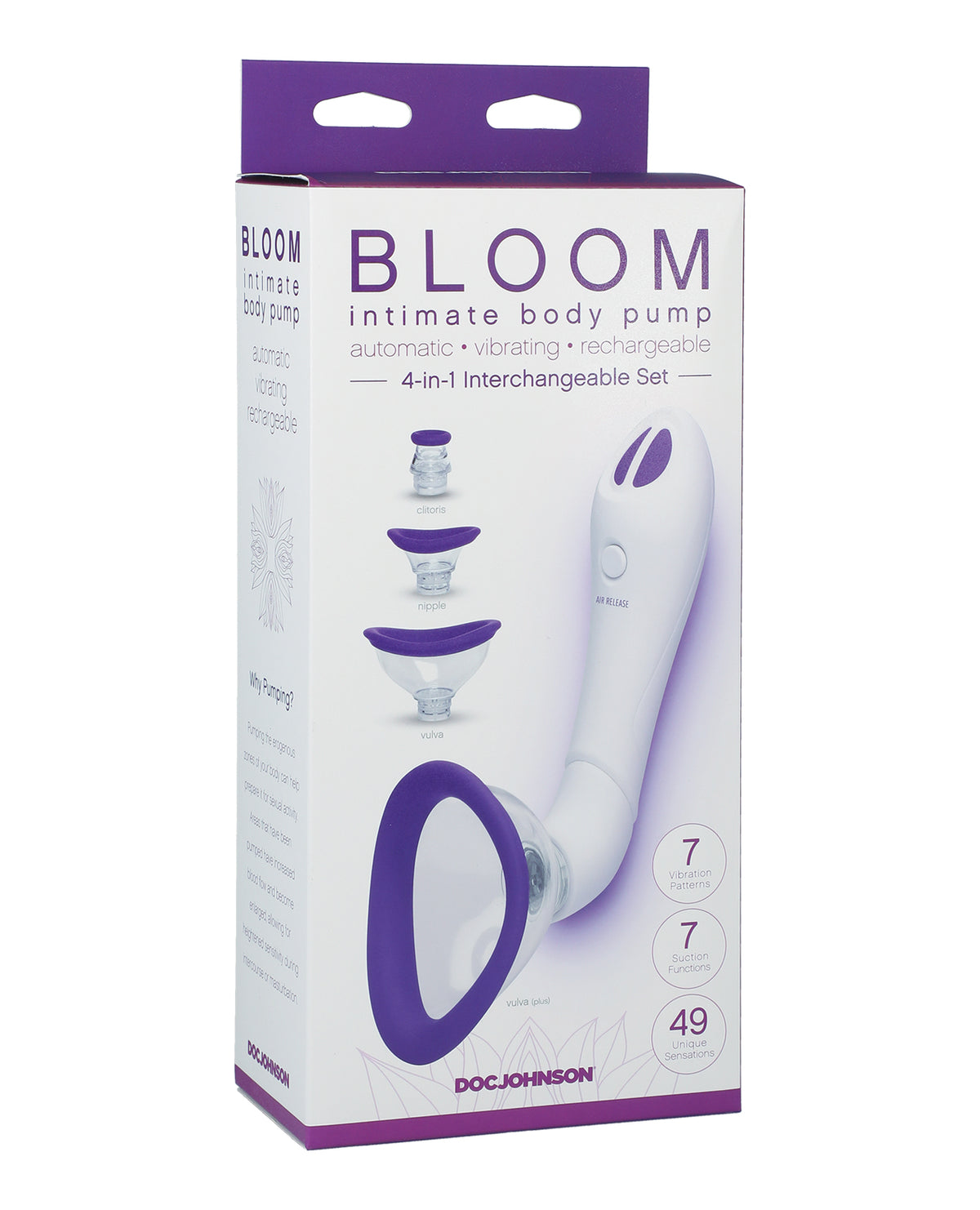 The Soft Hum Bloom Intimate Body Automatic Vibrating Rechargeable Pump - Purple/White
