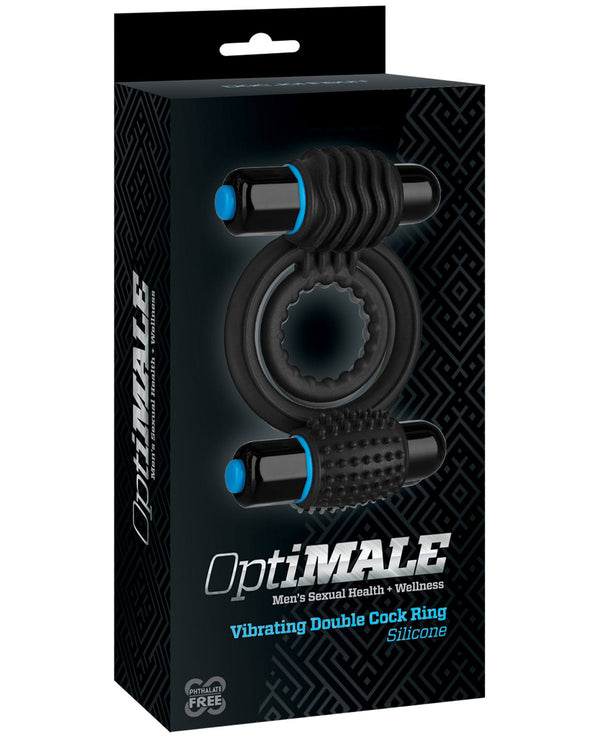 The Soft Hum OptiMale Vibrating Double C Ring - Black