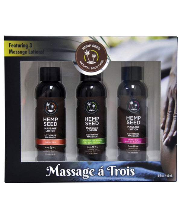 The Soft Hum Earthly Body Massage Lotion Trio - 2 oz Isle, Skinny & Naked