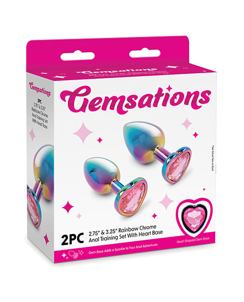 The Soft Hum Gemsations 2 pc 2.75" & 3.25" Chrome Anal Training Set - Rainbow