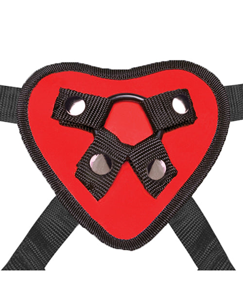 The Soft Hum Lux Fetish Red Heart Strap On Harness Set