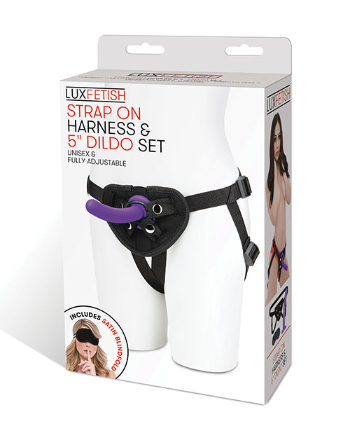 The Soft Hum Lux Fetish 5" Dildo w/Strap On Harness Set