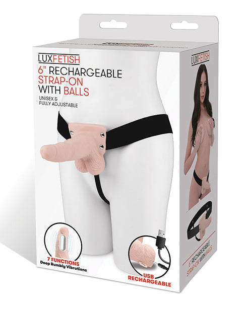 The Soft Hum Lux Fetish 6" Rechargeable Strap On w/Balls - Ivory