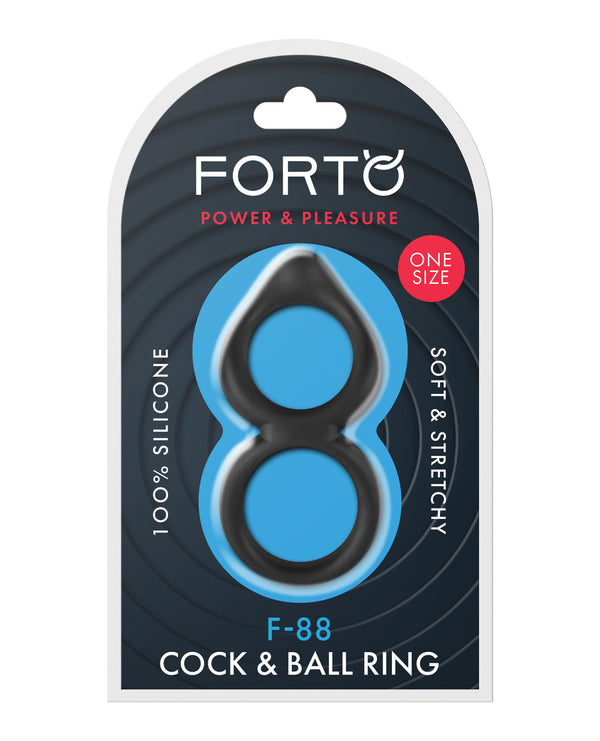 The Soft Hum Forto F-88 Double Ring Liquid Silicone Cock Ring - Black