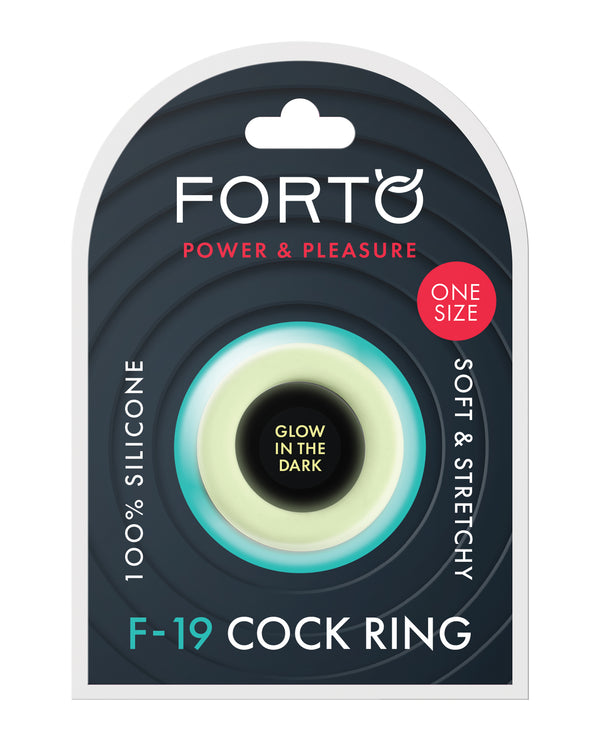 The Soft Hum Forto F-19 Two Tone Liquid Silicone Cock Ring - Black/Glow in the Dark