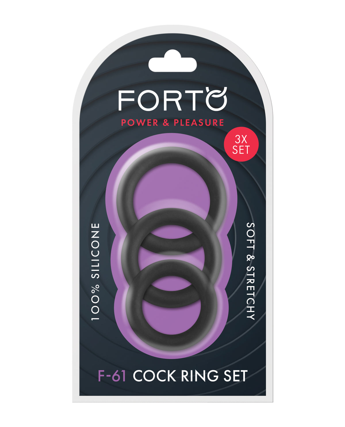 The Soft Hum Forto F-61 Liquid 3 Piece Cock Ring Set - Black
