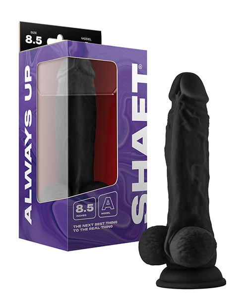 The Soft Hum Shaft Model A Flexskin Liquid Silicone 8.5" Dong w/Balls - Black