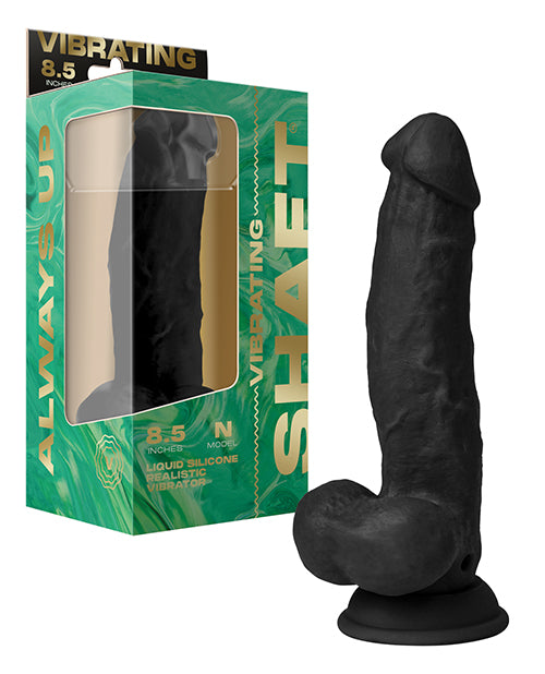 The Soft Hum Shaft Flexskin Liquid Silicone 8.5" Vibrating Side Curve Dong w/Balls - Black