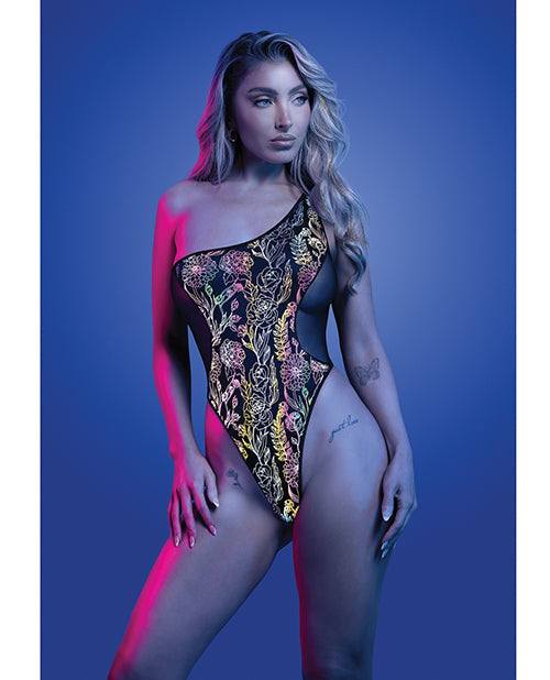 The Soft Hum Luminescent Flash Reflective Floral Print Teddy - Black L/XL