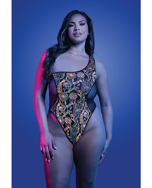 The Soft Hum Luminescent Flash Reflective Floral Print Teddy - Black QN