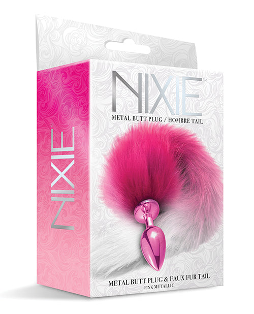 The Soft Hum Nixie Metal Butt Plug w/Faux Fur Tail - Pink Metallic