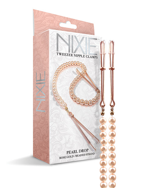 The Soft Hum Nixie Pearl Drop Tweezer Nipple Clamps - Rose Gold