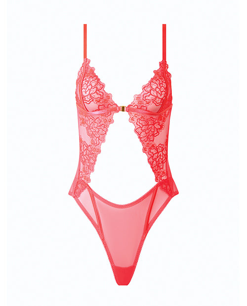 Eden Scalloped Lace High Cut Teddy - Coral SM