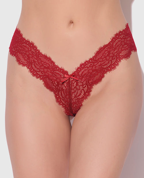 The Soft Hum Lana Sheer Lace V-Thong - Red MD