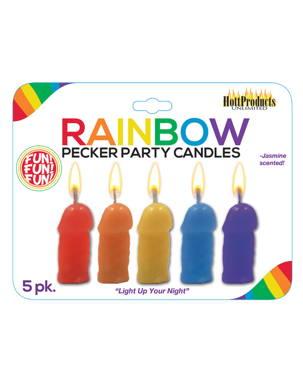 The Soft Hum Rainbow Pecker Party Candles - Asst. Colors Pack of 5