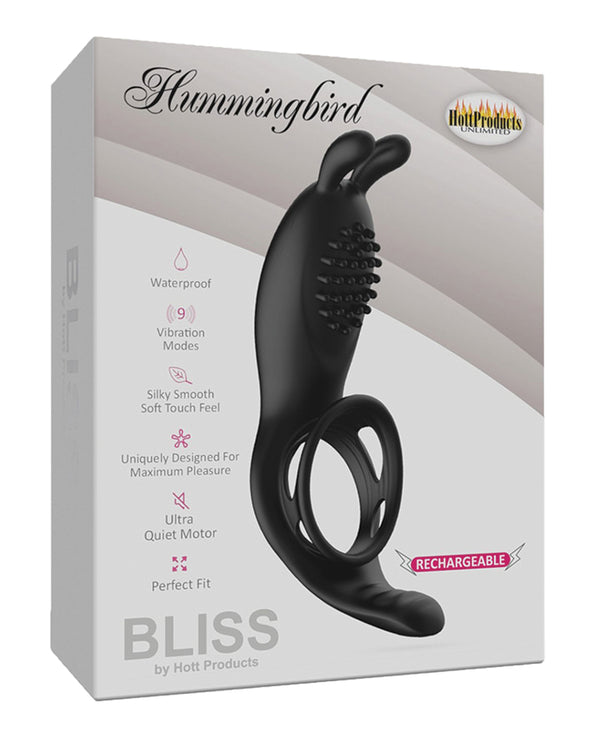 The Soft Hum Bliss Hummingbird Vibrating Cock Ring - Black