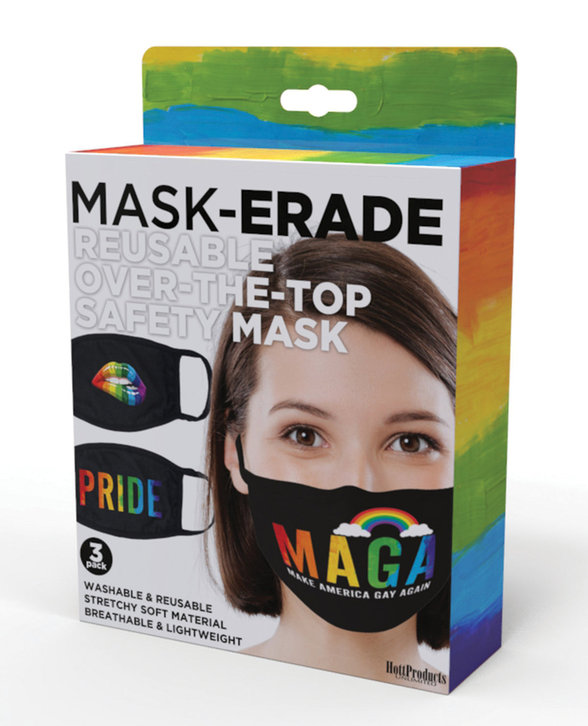 The Soft Hum Hott Products Mask-erade Masks - Pride/Gay Again/Rainbow Kiss Pack of 3