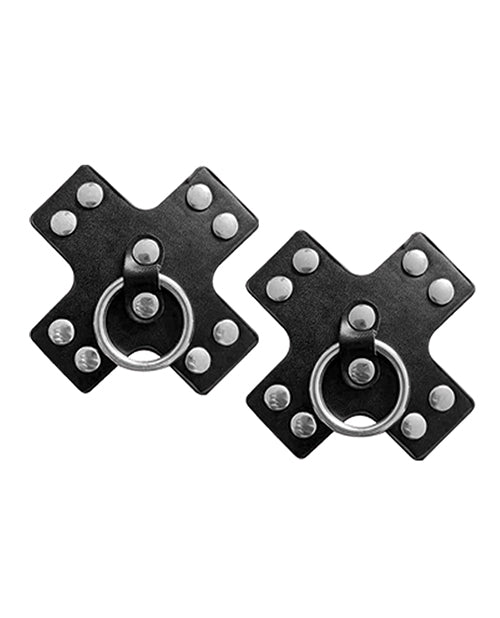 The Soft Hum Nipplicious Seducer Leather Pasties w/Ring - Black